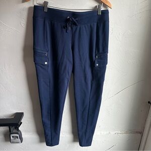Lauren Ralph‎ Lauren Women’s Mid Rise Navy Knit Cargo Joggers Sz M